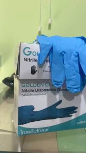 ถุงมือยางไวนิล GOLDEN GLOVE รุ่น สีใสไม่มีแป้ง หมดปัญหาเรื่องแพ้โปรตีนยางธรรมชาติ Non-Latex ผลิตจากพีวีซี 100 ชิ้น 1กล่อง