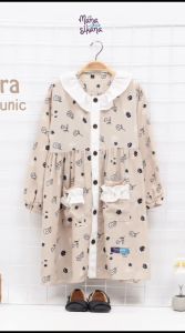 Tunik Anak Manasikana Motif Bunga Cantik Lengan Panjang Bahan Crinkle Yoryu Cardenza Usia 2-14 th