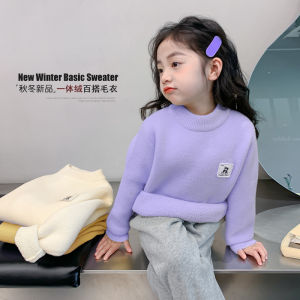 Thickened Girls Knitted Sweater Spring Autumn Seasonal Fashionable Childrens Overhead Knitwear Warm Base Layer Top