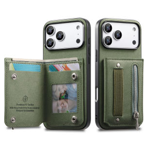 Wrist Strap Flip RFID Wallet with Card Holder Phone Case for IPhone Air 17 16E 16 Plus 15 14 13 12 11 Pro Max Leather Cover