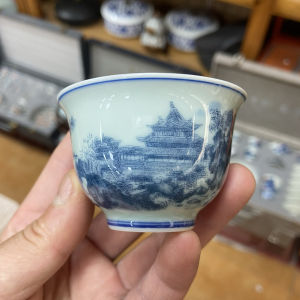 Jingdezhen Blue And White Porcelain Bamboo Peace Ceramic Tea Cup Gongfu Tea Set Home Guest Cup Drinking Cup Tea Bowl