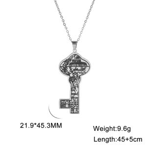 Cazador Vintage Arabic Islamic Key Pendant Necklace for Women Men Stainless Steel Chain on Neck Jewelry Wholesale Mother Gift