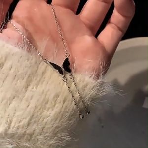 【Bestella✨COD】Super Fairy Black Tassel Butterfly Liontlace Kalung Light Luxury Collarbone Chain Rantai Wanita