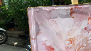 Bộ 3 tấm tranh hoa nghệ thuật sang trọng trang trí nhà cửa phòng khách phòng bếp quà tân gia chất liệu gỗ in tráng gương