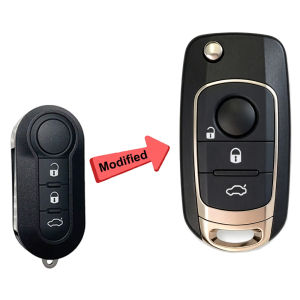 YOCASTY Modified For Fiat 500 Doblo Bravo Ducato Qubo Grande Punto 2/3 Buttons Flip Folding Car Key Shell Case Cover SIP22 Blade