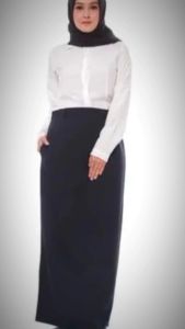 NHM Rok Span Panjang Belahan Rempel Rok Kerja Panjang Wanita