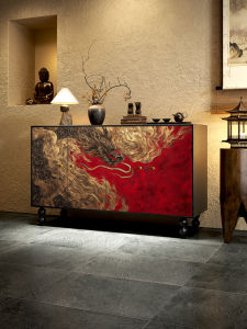 Retro Chinese Style Dining Room Sideboard Storage Cabinet Luxury Living Room Full Solid Wood Hallway Furniture