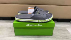 Dép quai ngang crocs chuẩn xịn chống hôi chân nhựa tế bào êm mềm đúc liền khối siêu bền đi mưa lội nước đi biển band baya màu xám