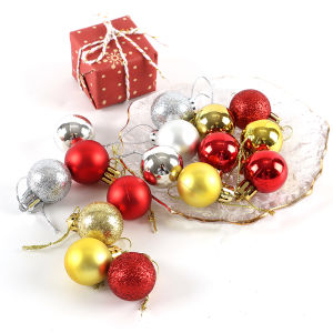 ตกแต่งคริสต์มาสทรงถังขนาด28มม.จี้ทรงลูกบอลไร้เสียงต้นคริสต์มาสจี้ทรงถังสำหรับตกแต่งฉากหน้าต่างปีใหม่ด้วยตนเอง24ชิ้น/แพ็ค