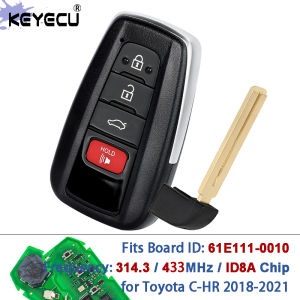 KEYECU 61E111-0010 FCC ID: MOZBR1ET 314.3 / 433MHz 8A Chip Keyless Smart Remote Car Key for Toyota C-HR CHR 2018 2019 2020 2021