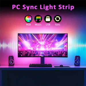 MJJC | USB Computer Sync Light Strip PC Strip Lights 24 27 32 34 Inch Monitor RGB Screen LED Backlight for Gaming Room Atmosphere Decor