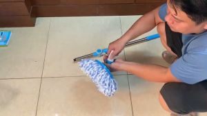 Cây lau nhà rời thay thế 360 độ chắc chắn tiện lợi cây lau mâm nhựạ tròn ?kèm bông lau vải cotton siêu thấm nước