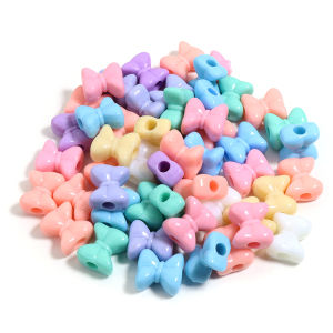 50pcs Big Hole Bows Acrylic Beads Cream Color Loose Beads For Jewelry Making DIY Girls Hair Tie Necklace Bracelet Accessories