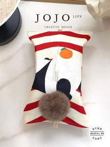 JOJOS L PD Three Car Mounted Tissue Box Environmental Protection Storage Organizer Cartoon Pattern Fabric Tissue Cover for Car Home