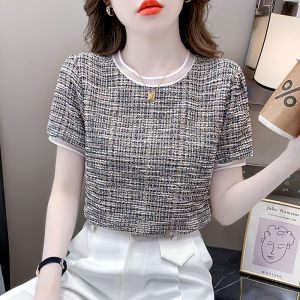 Fashionable Elegant French Design Versatile Youthful Slimming Short Sleeve T-Shirt
