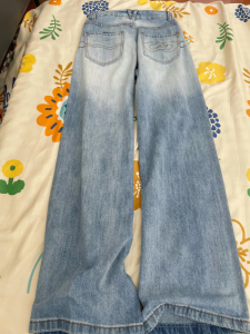 กางเกงยีนส์ทรงหลวมขาตรงทรงวินเทจสำหรับผู้หญิง ทรงหลวม กางเกงขายาวทรงหลวม เอวสูง สีน้ำเงิน กางเกงยีนส์ทรงหลวม