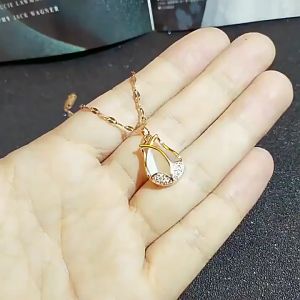 Ladamas Kalung Titanium Dengan Liontin Cat Eye Mata Kucing Untuk Harian Fashion Korea KT4
