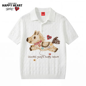 CHARLES JANGS HAPPY HEART | Heart Design Hand Painted Horse Polo Shirt