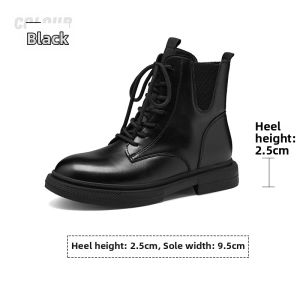 Josiny | English Style Chunky Heel Boots Spring New Round Toe Soft Sole