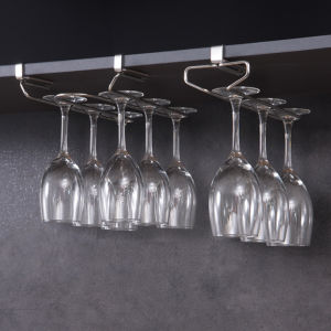 Innovative No-Drill Wine Glass Rack Home Use Creative 304 Stainless Steel Modern Simple Wine Cabinet Hanging Highball Cup Holder