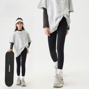 Miiow | MiiOW Childrens High-Waisted Long Sharkskin Pants Non-Curling Yoga Dance Class Tight-Fit Base Layer Pants For Outdoor Wear