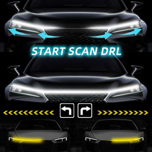 New LED Car Hood Decorative Light Strip Start Scan Dynamic Ambient Light Car Daytime Running Light DRL With Turn Signal Lamp 12V