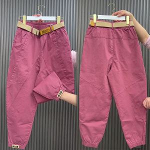 Quần Dài Công Sở Harlan Rộng Rãi Cho Nữ Mùa Hè Đa Năng Quần Dài Cotton Polyester Cạp Cao Quần Dài Thường Ngày