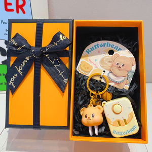 Authentic Butter Bear Butterbear Doll Keychain Womens Bag Hanging Ornament Minimalist Car Key Chain Pendant
