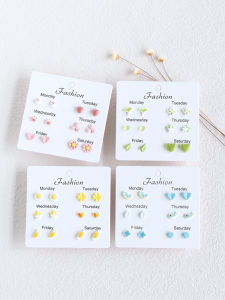 Mini Ceramic Earrings Korean Style Fresh And Cute Student Girls Jewelry Simple New Chinese Style Ear Studs Fashionable Accessories