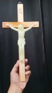 Luminous Crucifix Solid Wood 12 inches Glow in the Dark  Wall Cross Catholic Devotion and Prayers
