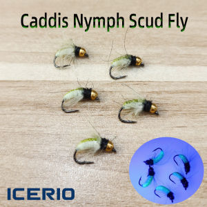 #12 Brass Bead Head CDC Feather Hackle Nymph Scud Fly Fluorescent Fast Sinking Wet Bug Worm Trout Fishing Lure Fly Fishing Bait