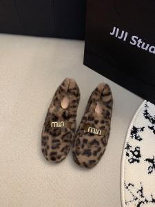 JiJi Studios Womens Fur Slip-On Shoes 4cm Heel Heightening Winter Outdoor Wear Metal Buckle Flat Backless Cotton Shoes