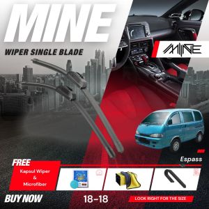 Wiper Frameless Single Blade DAIHATSU ZEBRA ESPASS 1 Pasang (FREE BONUS)
