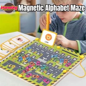 Puzzle Magnetic Maze Montessori Early Education Toys Wooden Magnetic Letters Simulation Parking Lot Matching Board