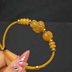 Q1930 Vòng ngũ điếu hồ ly túi tiền Thạch Anh Tóc Vàng cho mệnh Thổ và Kim - Phong Thuỷ TUDO