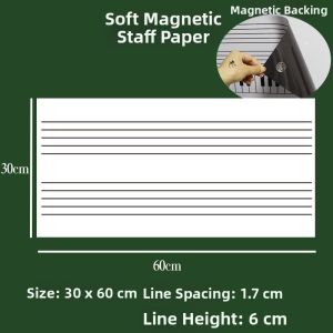 TEKANAI | Magnetic Staff and Note Stickers Soft Magnetic Blackboard Whiteboard Sticker 30*60cm