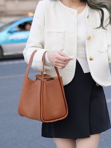 DIY Handmade Leather Bucket Bag Material Kit Valentines Day Gift for Friends Versatile Simple Design Market Basket Design