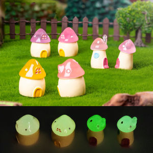 Modern Minimalist Creative Glowing Night Mushroom House Miniature Garden Landscape DIY Decoration Accessories Tiny Car Ornament