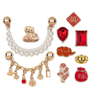 New Year Combination Hole Shoe Buckle Matching Caroll Decorative Shoe Flower Accessories Red Gemstone Accessories