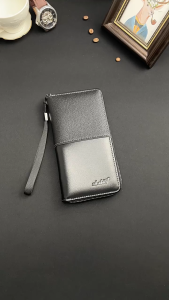 MENSPE Mens Long Wallet Soft PU Long Wallet Multi-Card Position Litchi Pattern Splicing Wallet Multi-Functional Wallet Large Capacity Purse ID Credit Cards Holders Coin Pouch PU Leather Coin Bag Business Wallets