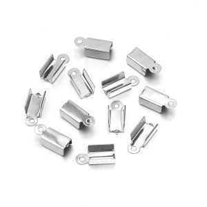 200pcs/lot Cove Clasps Cord End Caps String Ribbon Leather Clip Tip Fold Crimp Bead Connectors For Jewelry Making DIY Supplies