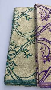 African Jacquard Brocade Lace Fabric Gold Red Luxury Floral Embossed Brocade Material 5 Yards For Wedding Party Dress