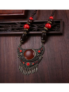 New Ethnic Tibetan Style Necklace Sweater Chain Pendant World Wind Mixed Gemstone Embedded Multi-layer Fashion Jewelry
