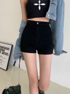 High Waist Black Denim Shorts Womens Summer New Style A-Line Mini Hot Pants Outerwear Versatile Trendy Butt Shorts