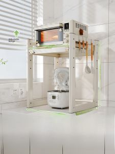 Pull out Microwave Kitchen Storage Rack Rectangle Modern Simple Style Carbon Steel Platform Stand for Soup Pot Rice Cooker