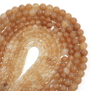ลูกปัดหินควอทซ์สีควันธรรมชาติ1เส้นลูกปัดควอทซ์สีน้ำตาลหลวม4-12มม. สำหรับทำเครื่องประดับสร้อยคอ DIY สร้อยข้อมือ