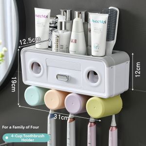 Wall-mounted Toothbrush Cup Holder No Drilling Required