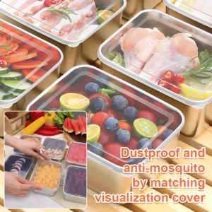 Stainless Steel Fresh-Keeping Box Fresh-Keeping Box Large Capacity Portable Food Container不锈钢保鲜盒
