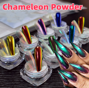 1Jar Magic Mirror Nail Glitter Powder Chameleon Polarized Chrome Pigment Dust for Eyeshadow Makeup UV Gel Manicure Decor Powder