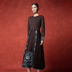 Woven Wool Cheongsam-style Long Dress